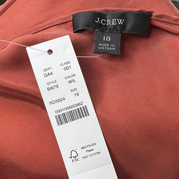 J. Crew Wildfire Red Gwen Sleeveless Cupro Slip Dress Plus Size 18 NWT BI679 - Picture 6 of 13